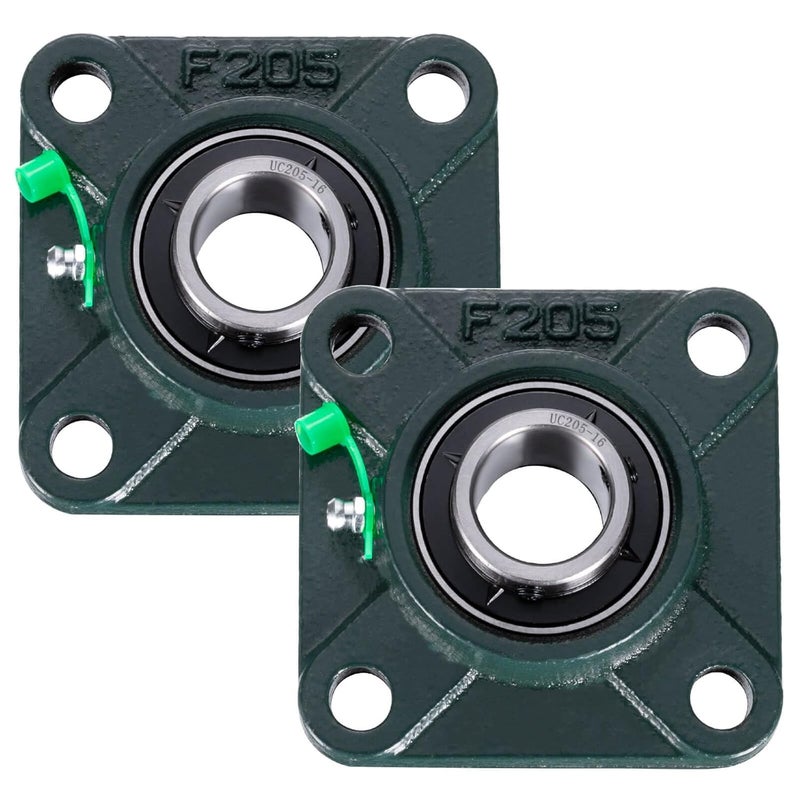 SHINICO Pillow Block Bearing 1 inch Shaft Bore, Square Flange Mounted UCF205-16 Solid Cast Iron Base, Swamp Cooler Parts, Self-Aligning, 2Pack - Image 1
